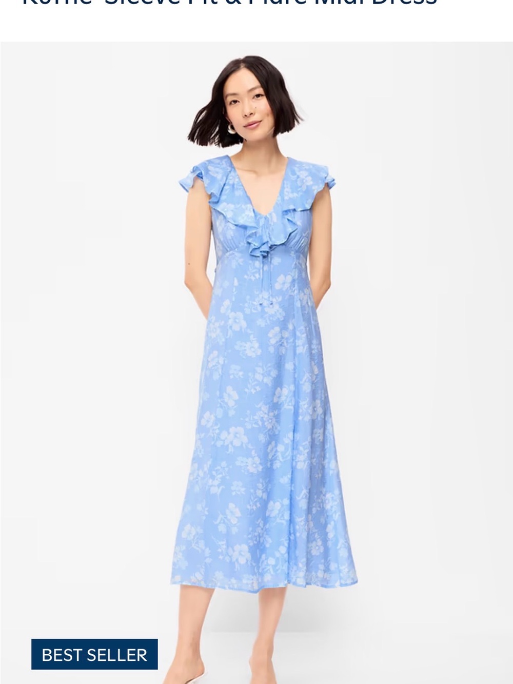 Old Navy Light Blue Floral Ruffle Midi Dress